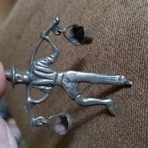 Very old, vintage Mexican silver pin, peasant man